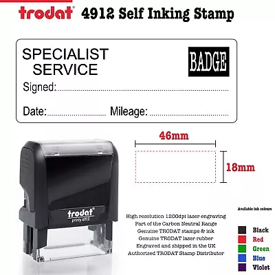 Car Garage Specialist Serviced Stamp Self Inking Mechanic 46mm X 18mm Trodat • £16.99