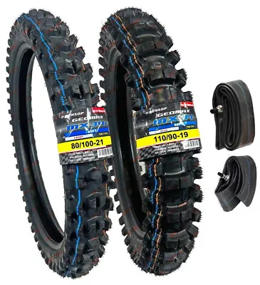 Dunlop Mx34 Geomax 80/100-21 & 110/90-19 Dirt Tire Set +tubes Yamaha 125 250 450 • $204.90