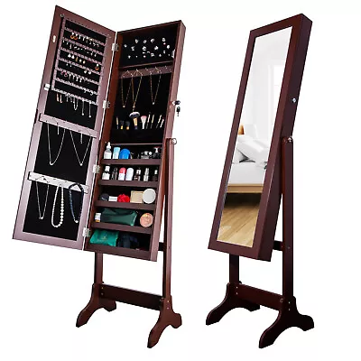 Jewelry Cabinet Armoire With Full Length Body Mirror Lockable Jewelry Organizer • $90.99