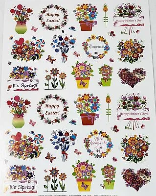 Vintage 1980s Sticker Sheet Retro MCM Flower Power Easter Mother's Day 7220 • $4.77