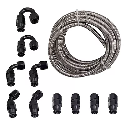 6 Meters AN8 8AN PTFE E85 20 Feet Oil Gas Line Fuel Hose + End Fittings Kit • $108.99