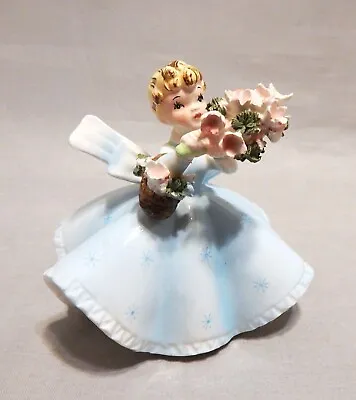 Vintage Lefton Girl Of The Month Series Figurine Holding Bouquet • $8