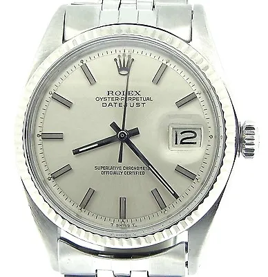 Rolex Datejust Mens Stainless Steel & 18K White Gold Silver W/ Jubilee Band 1601 • $4139.98