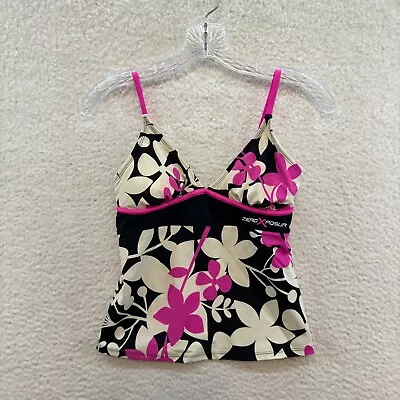 Y2K Vintage Bikini Swim Top 6 Women Pink Hibiscus Floral Tropical Hula Hawaiian • $23