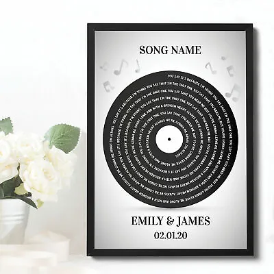 Personalised Anniversary Gift First Dance Wedding Song Lyrics Valentines Gifts • £6.99