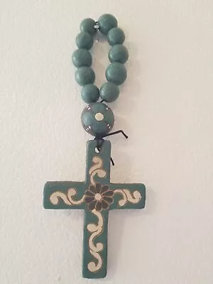 Mexican Handmade Pottery Clay Rosary Cross Religious Rustic Primitive Decor New • $29.99