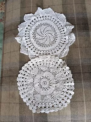 Two Vintage White Cotton Crochet Doilies • £1