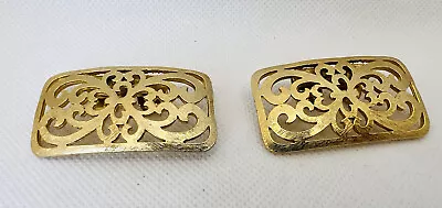 Vintage Gold Tone Scroll Work Shoe Clips Buckles • $17.99