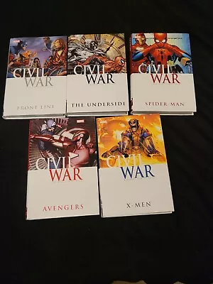 Marvel CIVIL WAR Hardcover HC Lot Avengers Spider-Man X-Men Front Line Underside • $449.99