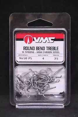 VMC 9650PS Perma Steel Treble Hooks - Size 4 - Pack Of 25 - 9650 Carbon Hooks • $6.79