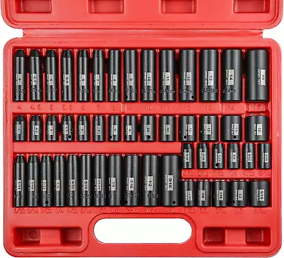 56Pcs 1/4  Drive Master Impact Socket SetStandard SAE & Metric Sockets6 Points • $49.84