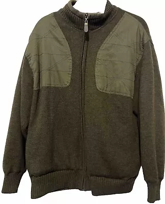 Orvis 100% Wool Full Zip Hunting Shooting Jacket Bomber Olive Green Men's Large • $63