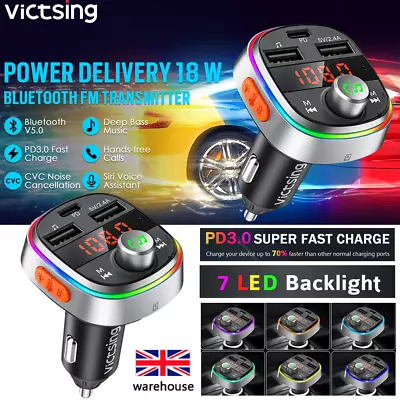 Car Wireless Bluetooth FM Transmitter MP3 Player Support TF Card & USB Disk • £9.95