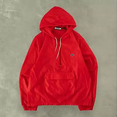 Izod Vintage 90s Lacoste Half Zip Hooded Jacket M Men's Red • £40