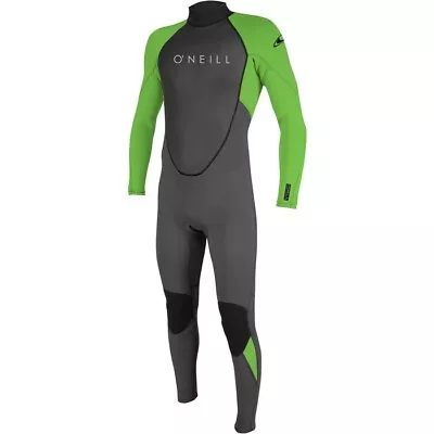 2023 O'neill Mens Reactor Ii 3/2mm Back Zip Wetsuit 5040 Black/neon Green Small • $87.12