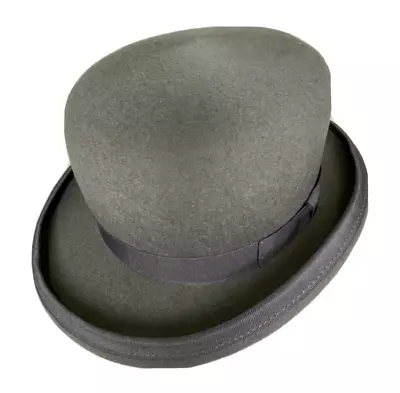 RETRO Wool Felt Men Bowler Top Hat Women Dura Derby Hard Crown | 57cm | Grey • $66