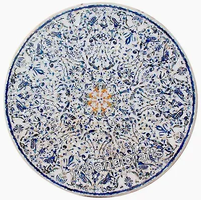 60 Inches Round Marble Dining Table Top Lapis Lazuli Stone Inlay Work Lawn Table • $7537.50