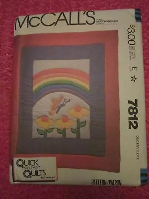McCALL 7812 RAINBOW BUTTERFLY QUILT (Twin Size) VINTAGE  EASY Sew Pattern UNCUT! • $3