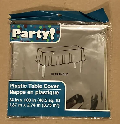 Shiny Silver Rectangle Table Cloth - Perfect For A Party - 108  X 54  • $6.99