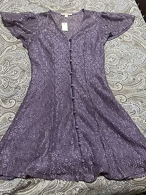 Miami Women's Purple Floral Lace Overlay Shift Dress Size NWT • $32