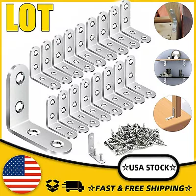 1.5'' Heavy Duty L Shape Steel Corner Brace 90° Right Angle Bracket W/Screws LOT • $6.55