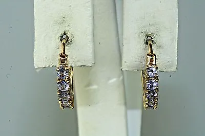 Fancy 10k Gold 1/2 Carat Tanzanite Hoop Earrings • $175