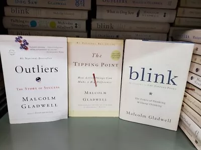 Lot Of 3 Malcolm Gladwell Books Outliers The Tipping Point & Blink  • $16.95