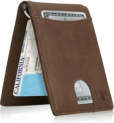 $21.99 • Buy Slim Wallets For Men Bifold Mens Wallet With Removable Money Clip RFID Blocking
