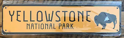 TIN SIGN Yellowstone National Park Sign Buffalo Rustic Metal Sign 4” X 16” • $11.99