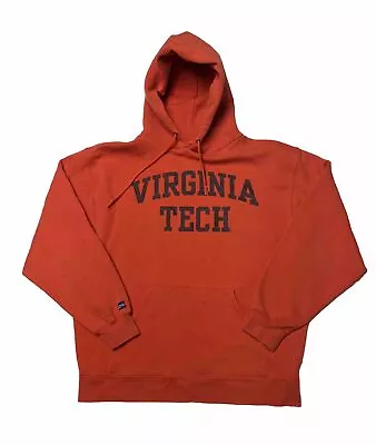 VTG Virginia Tech Hokies JanSport Hoodie Men SZ Large Orange Sweatshirt Spellout • $33