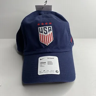 Nike Heritage 86 Team USA Olympic Navy Blue Adjustable Hat Cap OSFM Soccer New • $19.99