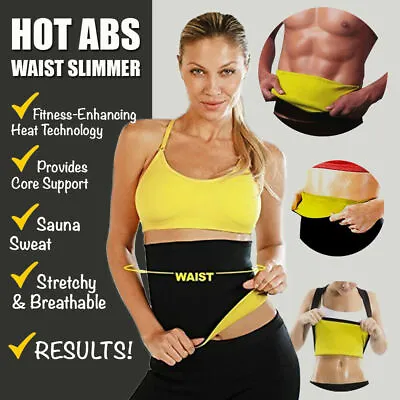 Sweat Belt Waist Trainer Girdle Shaper Workout Trimmer Gym Weight Loss Band • £4.71
