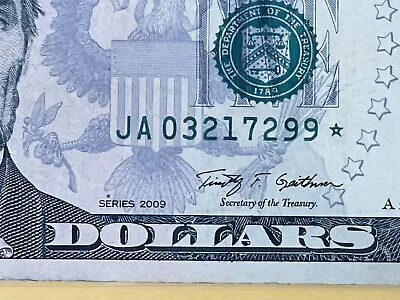 Star Note 5 Dollar Bill JA-03217299* Total Printed-3.52m Run Size -3.2m • $22.18