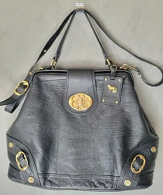 $30.09 • Buy EMMA FOX Womens Newport Frame Black Leather Satchel Handbag Top Strap Crossbody 