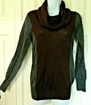 NWT Women's Victor Alfaro 100% Wool Turtleneck Sweater GRAY& BROWN  Sz- S/X/S • $15.99