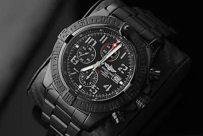 Breitling Super Avenger II Chronograph A13371 Black PVD/DLC Coated Watch • $7999