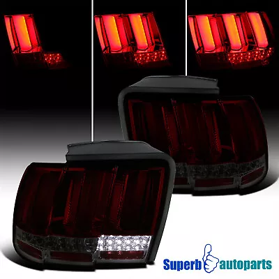 Fits 1999-2004 Ford Mustang Smoke Sequential LED Tail Lights Lamps Pair • $156.58