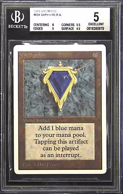 1993 Mox Sapphire Rare Magic: The Gathering Card BGS 5 • $3000