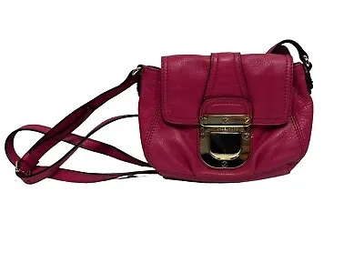 MICHAEL KORS Charlton Leather Fuschia Pink Crossbody Bag Barbiecore Push Lock • $49.99