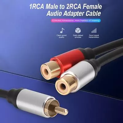 1 Male To 2 Female Adapter RCA To 2-RCA Y Splitter Cable For Audio Amplifier • $10.49