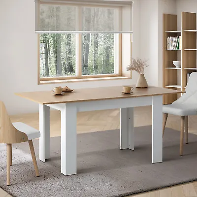 $149.90 • Buy Oikiture 160cm Extendable Dining Table Kitchen Restaurant Cafe Table WoodenWhite