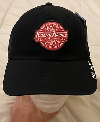 Krispy Kreme Doughnuts Hot Now Original Glazed Black Hat Cap Strapback NWT • $18