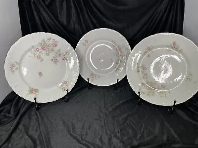 Three HABSBURG CHINA AUSTRIA 5 Salad Lunch Plates 8.5 ” Pink Flowers Embossed • $30