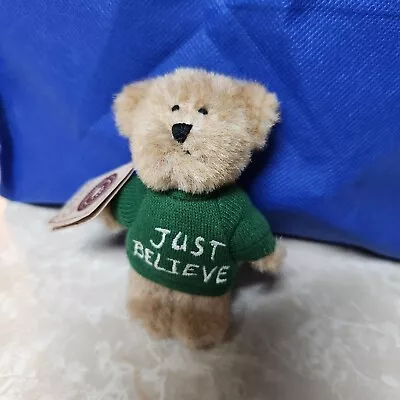 Boyds Bear Collection Mini Message Just Believe 4  Plush New Tag Green Holiday • $26.99