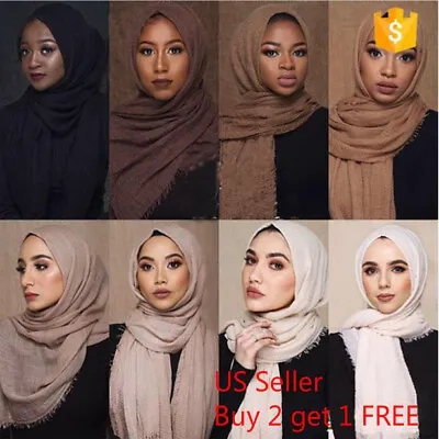 6x3 FT Cotton Women Viscose Maxi Crinkle Cloud Hijab Scarf Shawl Islam Muslim • $7.99