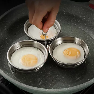 Stainless Steel Egg Poacher Poaching Pan Mould Kitchen Gadgets Cooking Tools • £10.59