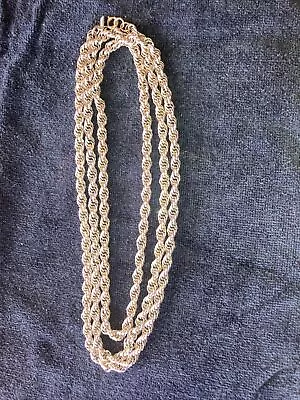 Vintage Monet Silver Tone Rope Chain Necklace Length 54  Long • $15