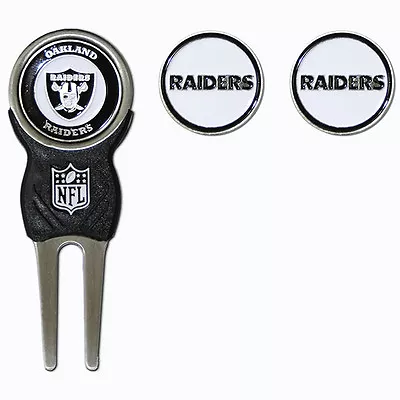 Oakland Raiders NFL Team Golf Divot Tool With 3 Magnetic Ball Markers • $15