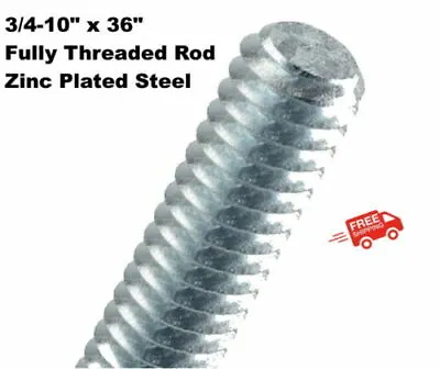 $14.99 • Buy Threaded Rod 3/4-10  X 36  Zinc Plated Steel 3 Ft Long All Thread Rod