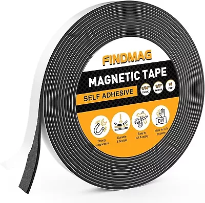 Magnetic Strip Tape 15Ft Flexible Roll Adhesive Backed Magnet Strong Sticky 1/2  • $9.72